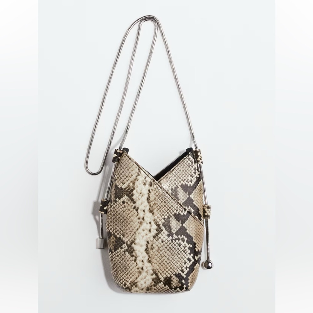 H&M Snakeskin Pattern Crossbody Bag with Silver Strap